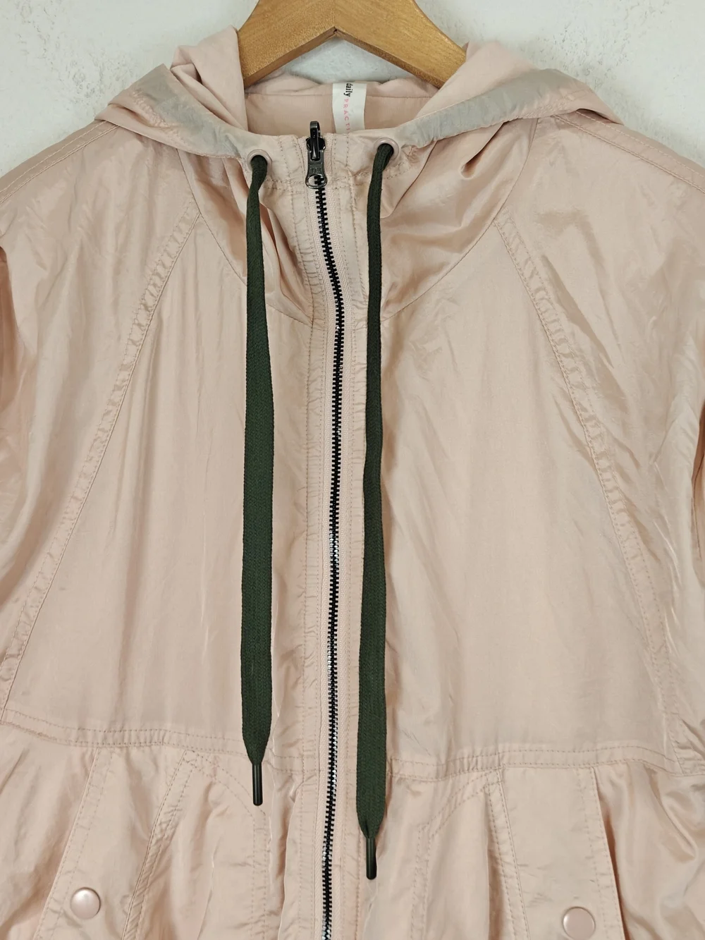 Anthropologie Daily Practice Pink Hooded Utility Vest XS Relaxed Drawstring Zip
